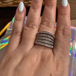 Premier Designs Silver and Black Striped Ring